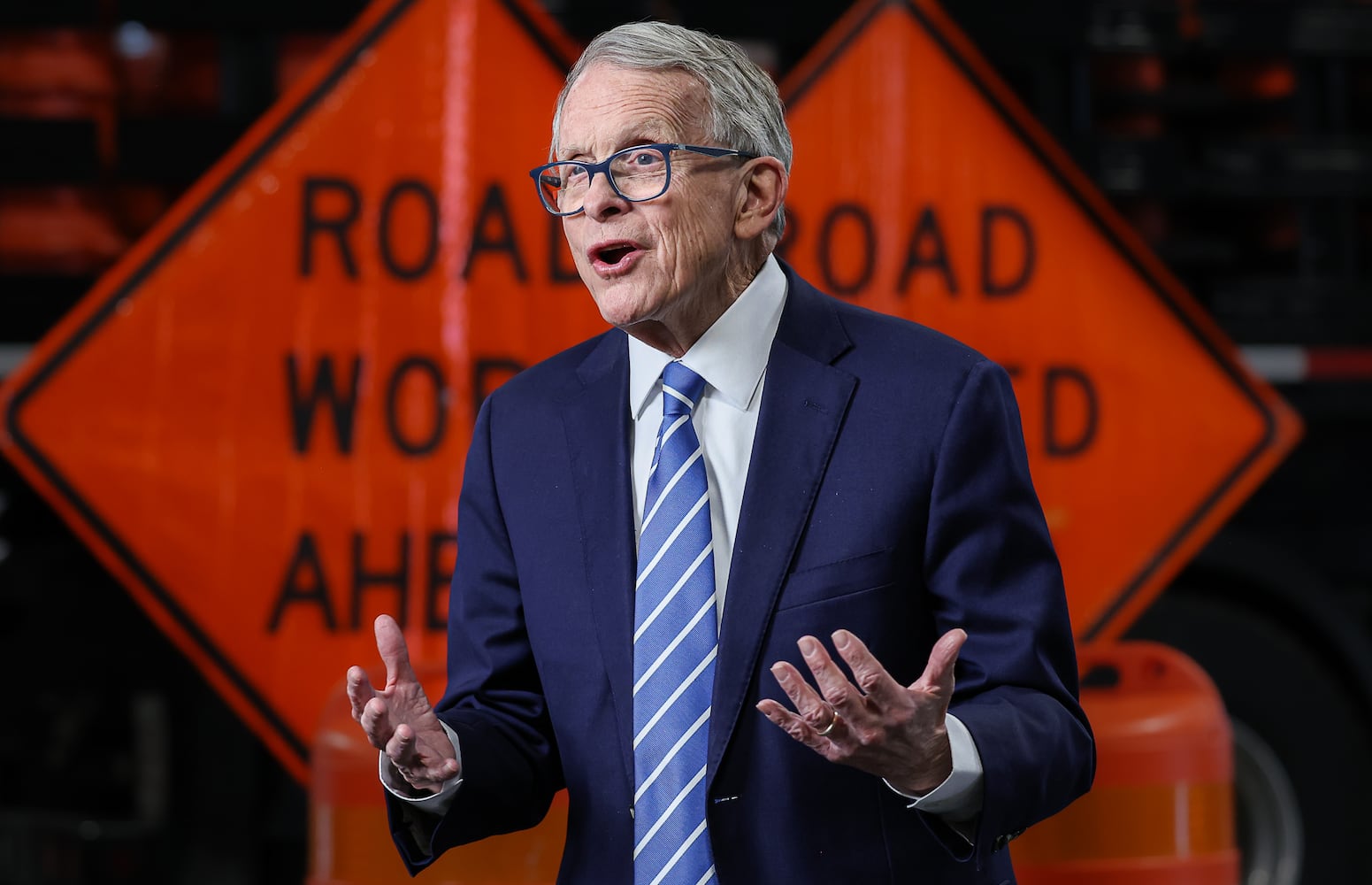 Mike DeWine talks interview ODOT news conference
