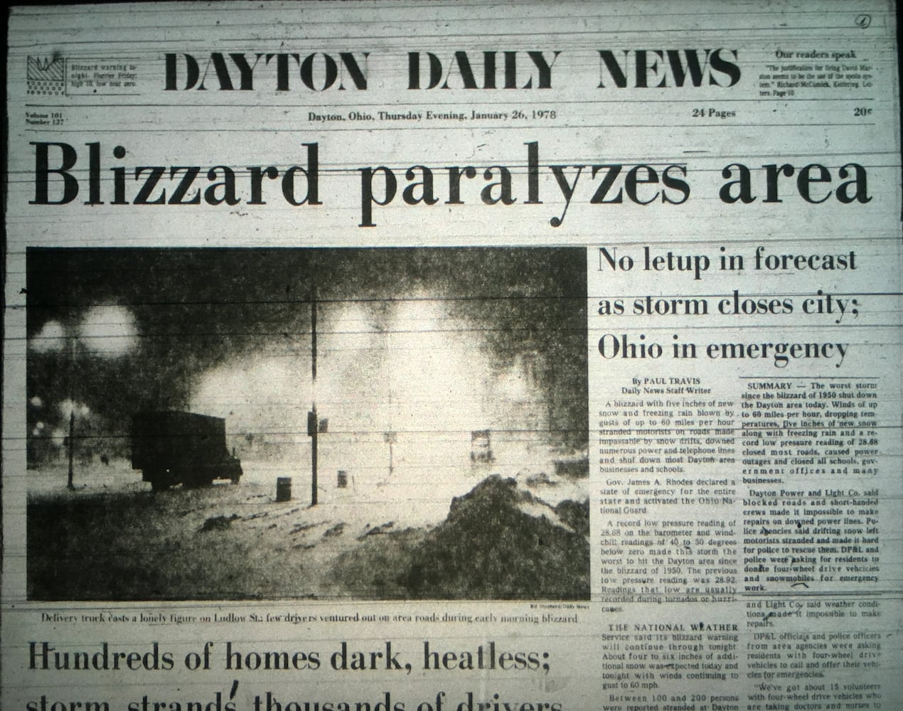 1978 blizzard newspaper pages