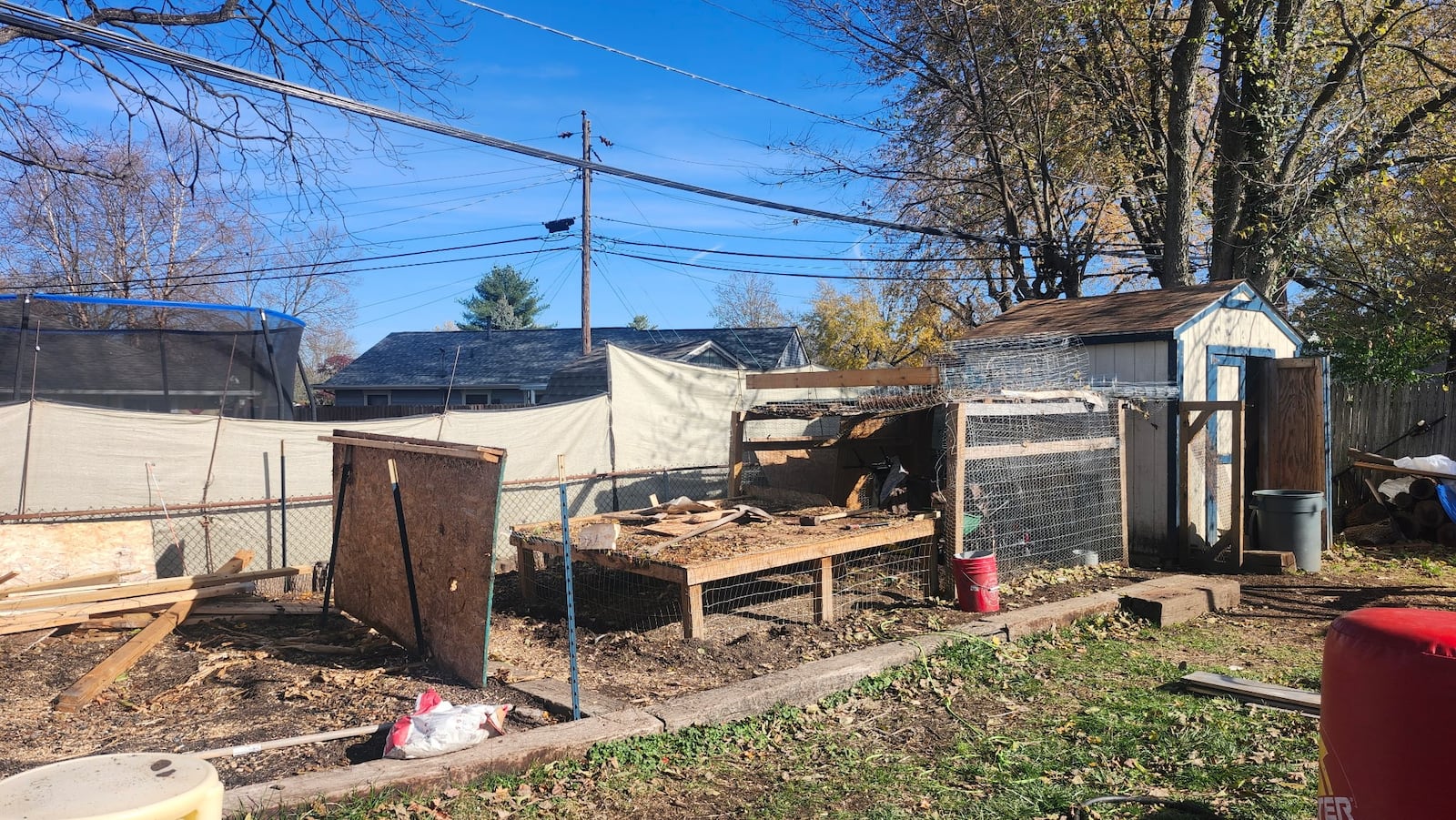 The chicken coop is dismantled in the Kenosha Road backyard of Todd Combs of Kettering. CONTRIBUTED