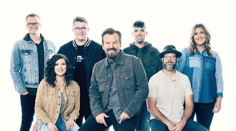 Founder Mark Hall (center, front) and Josh Mix (back, left), who replaced original guitarist Hector Cervantes in 2012, are among the member of award-winning Christian act Casting Crowns, performing at Fraze Pavilion in Kettering on Wednesday, July 28. CONTRIBUTED