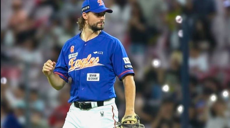 Former Wright State University pitcher Ryan Weiss was the star of the Hanwha Eagles rotation this past season. CONTRIBUTED PHOTO