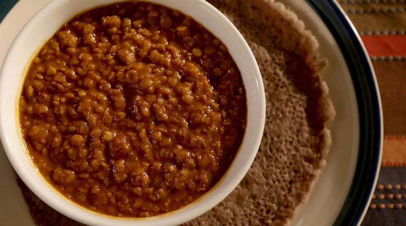Mesir wot (lentils), is a traditional dish in Ethiopian cuisine. (Hillary Levin/St. Louis Post-Dispatch/TNS)