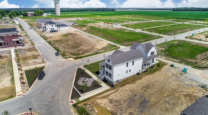 The first of 4,500 homes to be built on 1,200 acres outside Lebanon is up for sale.
The Union Village water tower is in the background.