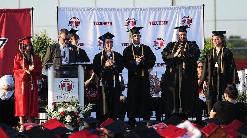 Tecumseh High School held its 2022 commencement exercises Friday, June 3, in the football stadium. MARSHALL GORBY/STAFF