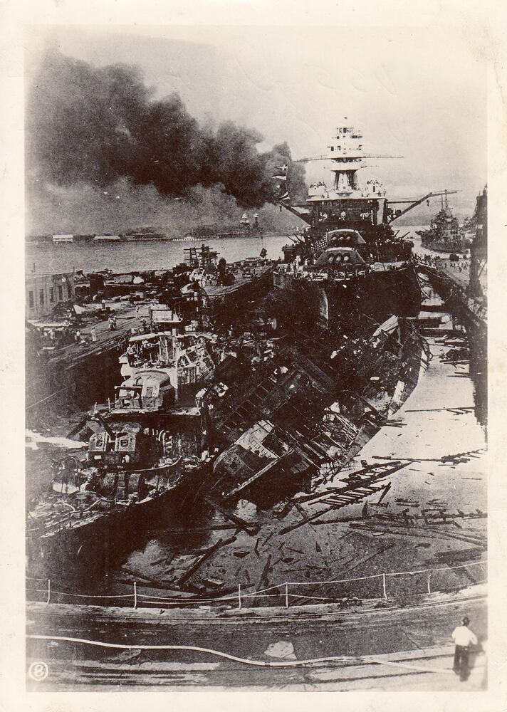 Pearl Harbor photographed moments after attack