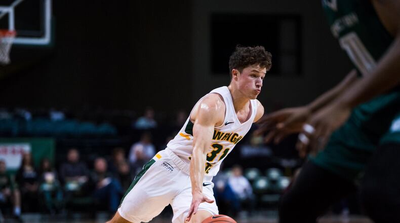 Cole Gentry drives to the basket against Milwaukee at the Nutter Center on Monday, Dec. 30, 2019. Joseph Craven/WSU Athletics