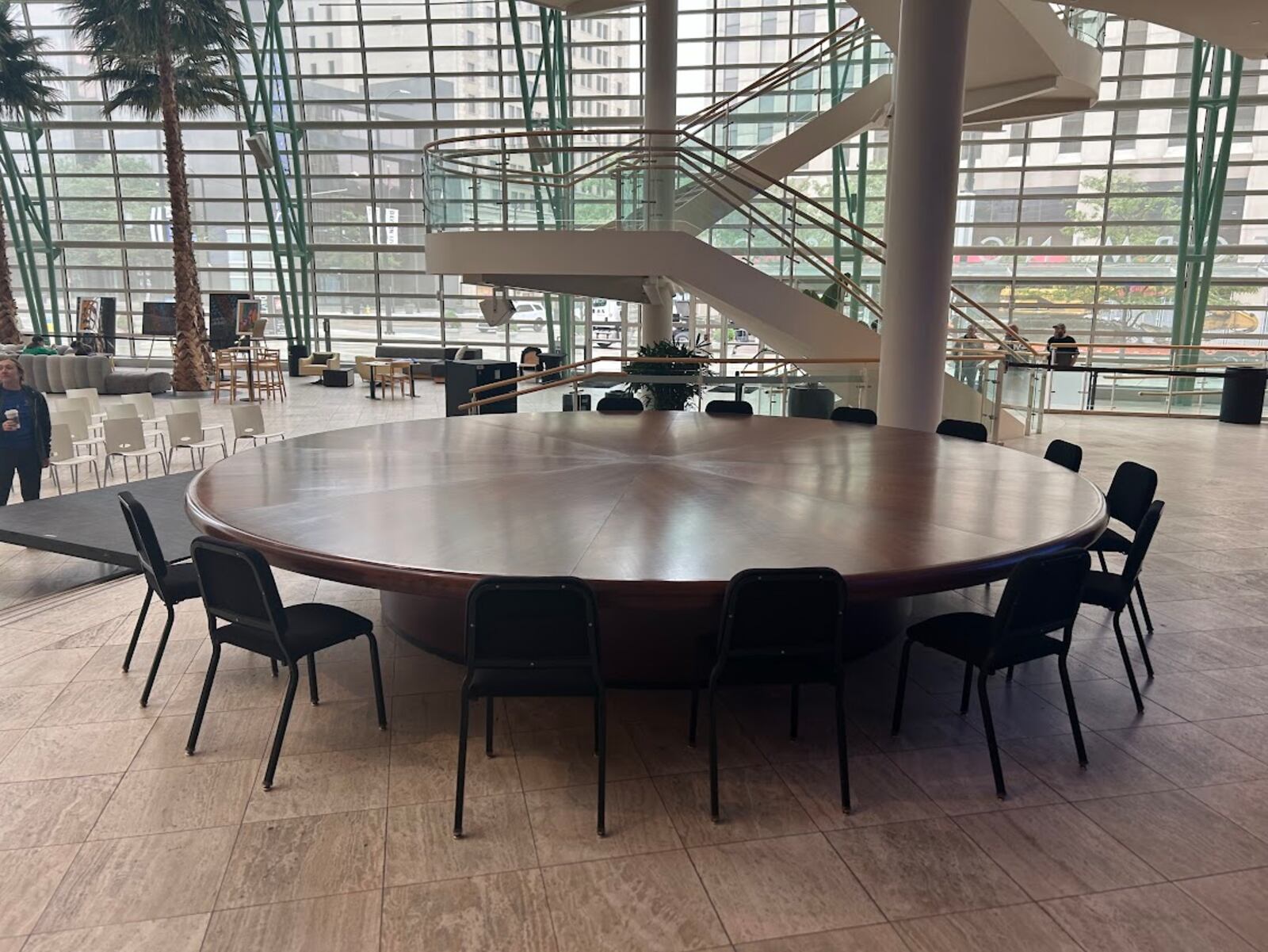 The table on which the Dayton Peace Accords were signed, temporarily in the Schuster Center to greet NATO Parliamentary Assembly delegates in town this weekend. Contributed by Chris Kershner.