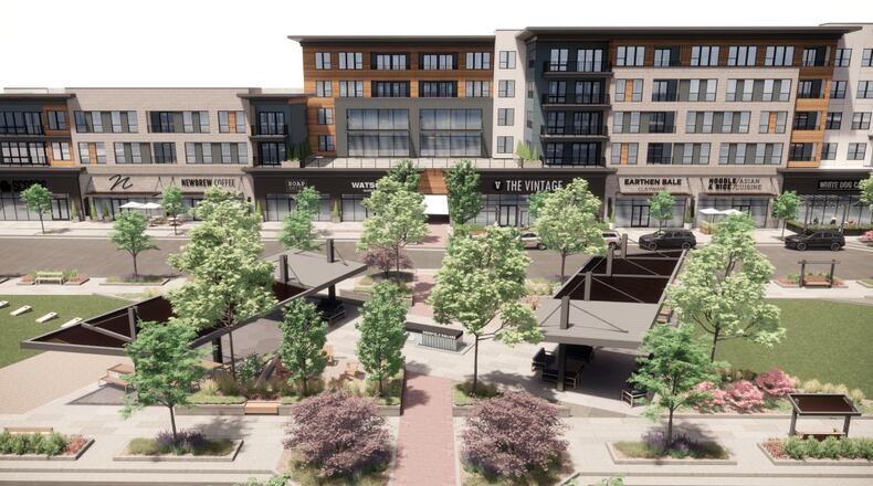 The District at Deerfield plans are seen in this rendering. Ground was broken on the $150-million mixed-use development March 22, 2023. CONTRIBUTED