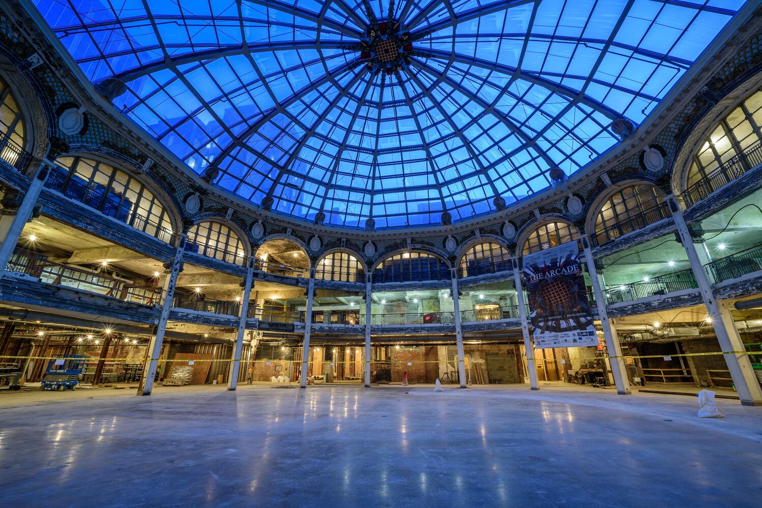Dayton Arcade illuminated