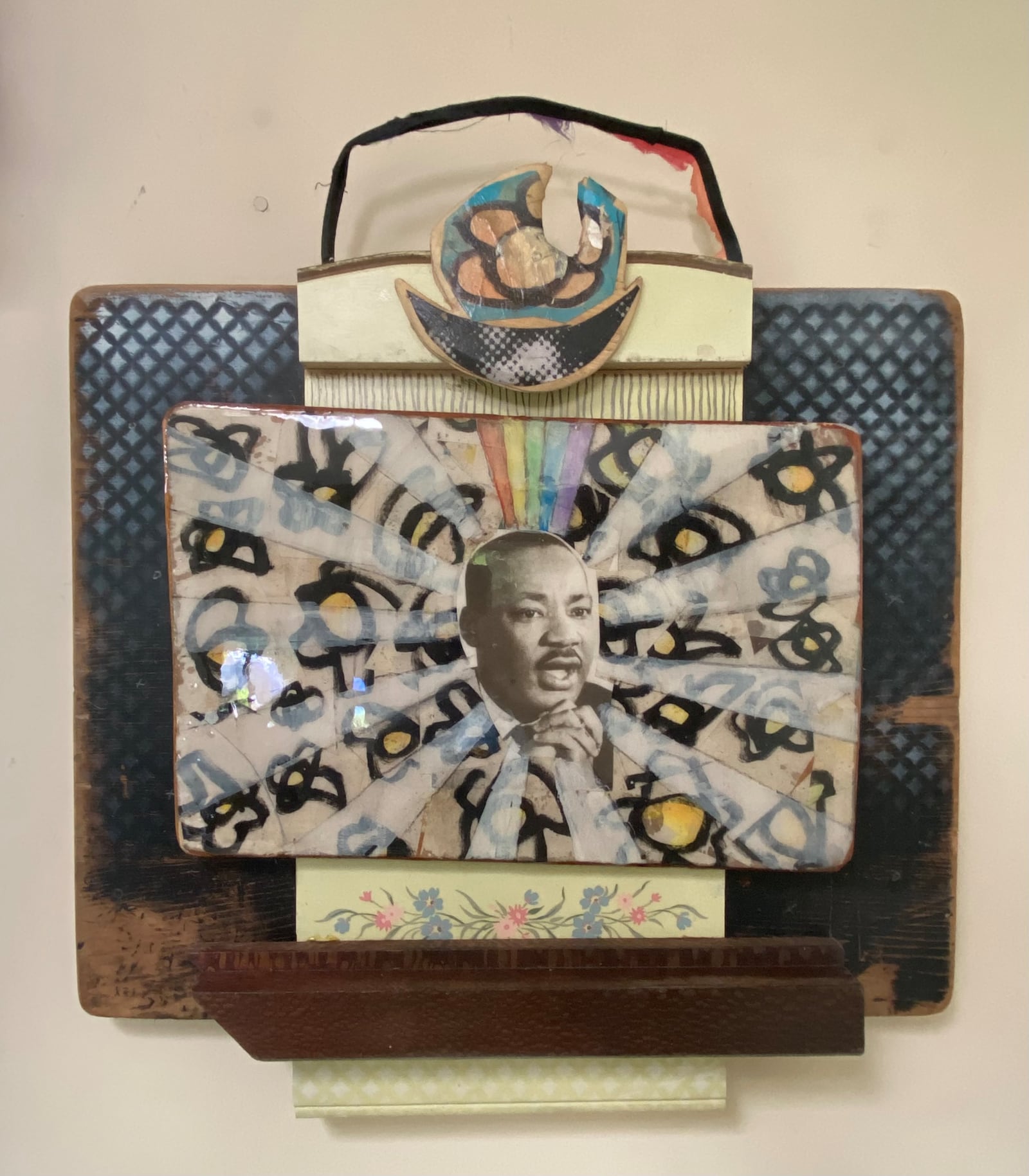 A mixed-media artwork by artist and musician Joshua Whitaker, who recently relocated from the Bay Area to Yellow Springs. CONTRIBUTED PHOTO