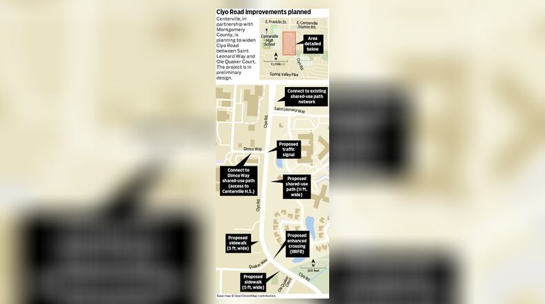 Centerville, in partnership with Montgomery County, is planning to widen Clyo Road from Road between St. Leonard Way and Ole Quaker Court.