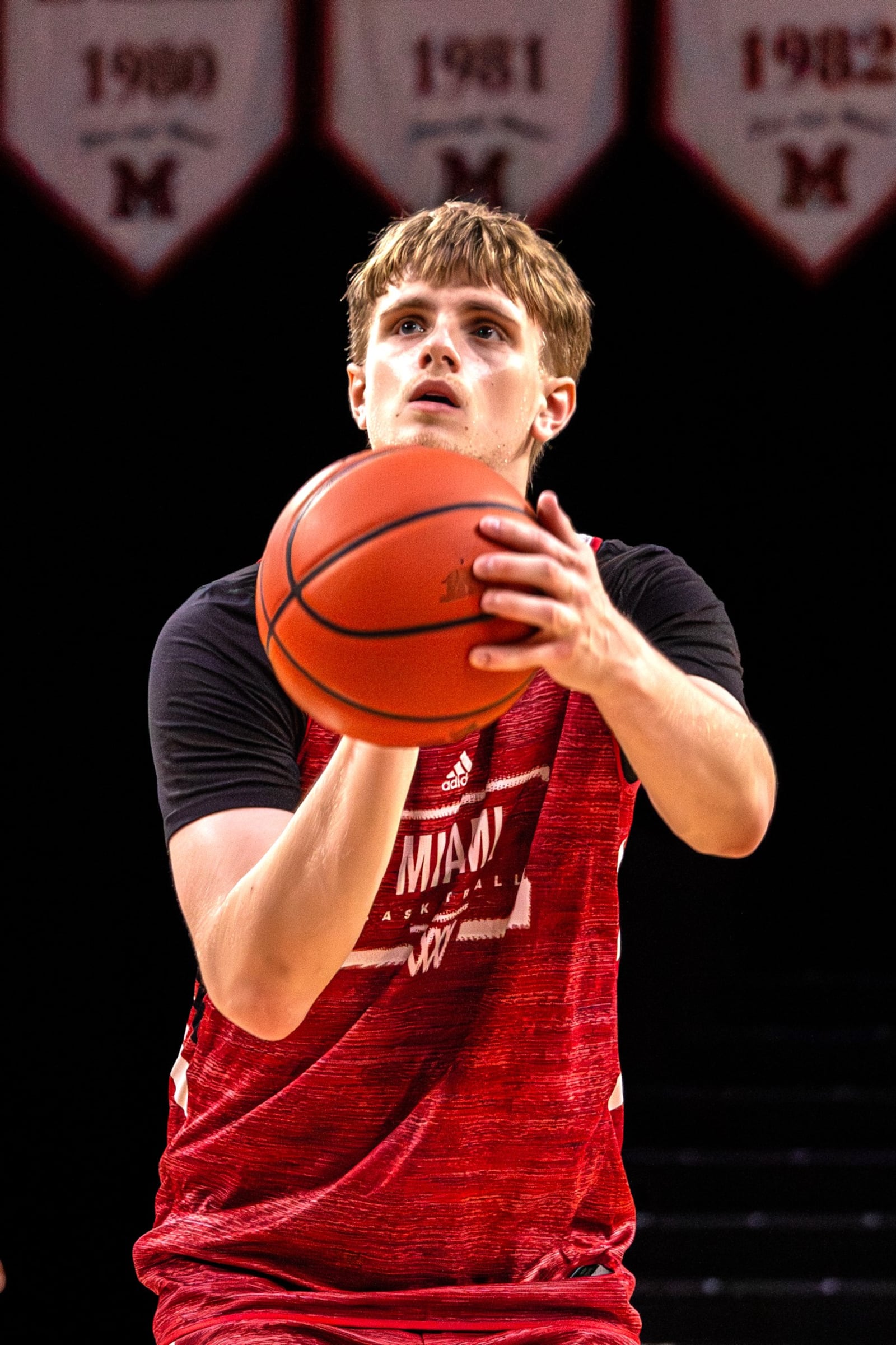 Almar Atlason, the Miami RedHawks’ new 6-foot-8 junior forward who transferred from Bradley University, is originally from Reykjavik, Iceland.  In two seasons with Bradley, he played in 71 games, started 31 and averaged 5.2 points and 1.9 rebounds. This summer, when, as a 20 yesar old, he was part of Iceland’s Senior National Team, he was one of the youngest players competing in the 24-team FIBA EuroBasket 2025 Championships. The field included numerous NBA players including such well-known starts as Luka Dončić (Slovenia)  Giannis Antetokounmpo (Greece), and Nikola Jokić (Serbia). LEXI WALTERS / CONTRIBUTED PHOTO