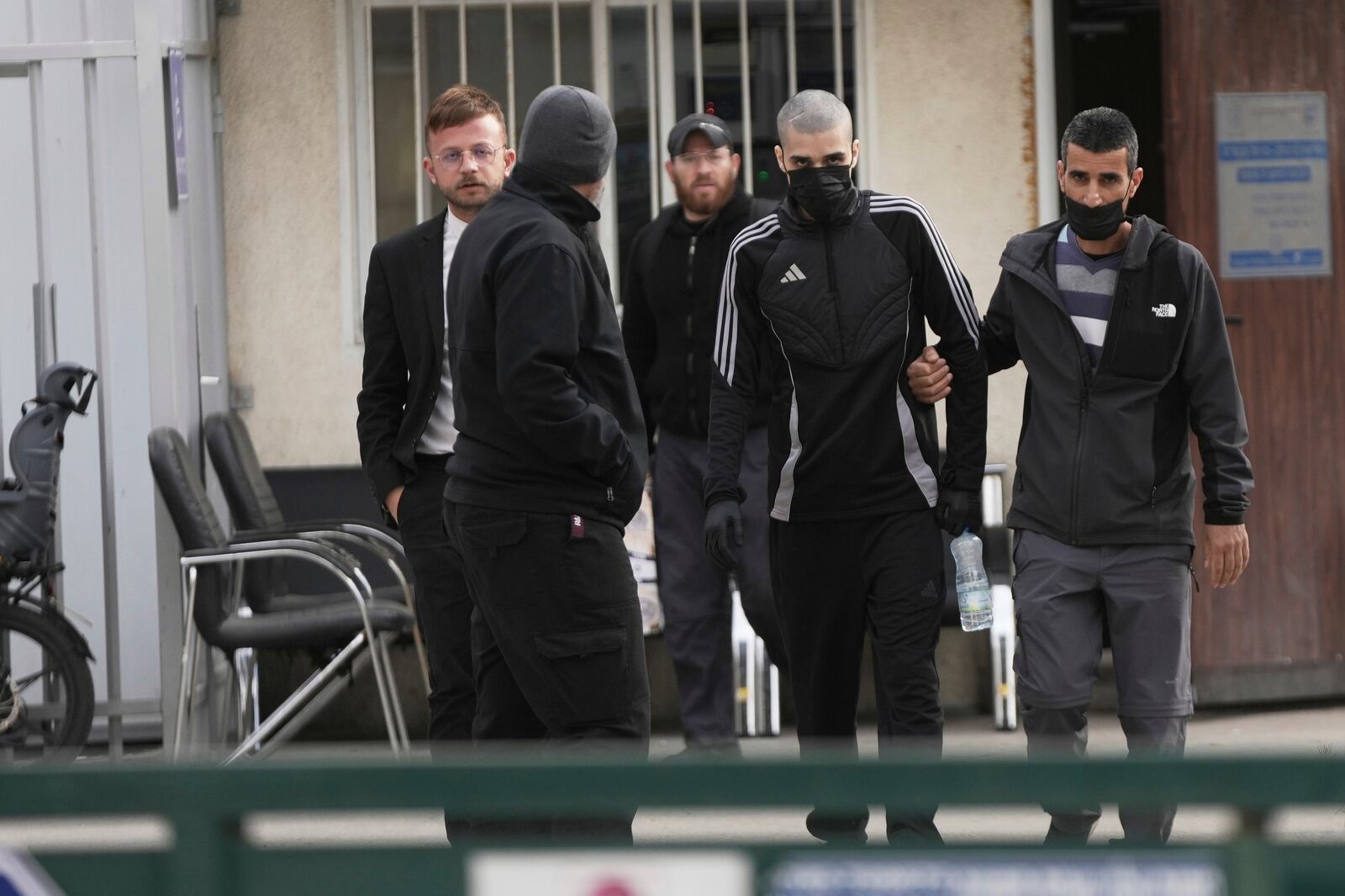 Palestinian Ahmed Manasra, center, who took part in an attack in 2015 when he was 13 and developed schizophrenia in prison, is released in Jerusalem, Thursday, April 10, 2025. (AP Photo/Mahmoud Illean)