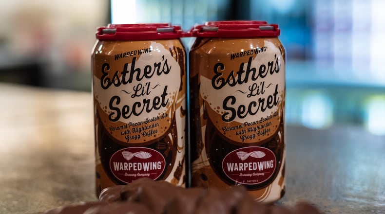 The secret is out! Warped Wing Brewing Company hosted their 9th annual Esther's Li'l Secret Launch Party & Reveal at the brewery's downtown Dayton taproom on Thursday, Nov. 3, 2022. Esther's Li'l Secret is the annual holiday collaboration between Warped Wing and Esther Price Fine Chocolates. This year’s beer is a Caramel Pecan Scotch Ale with Boston Stoker’s Highlander Grogg Coffee. A barrel aged version is also available. Did we spot you there? TOM GILLIAM/CONTRIBUTING PHOTOGRAPHER