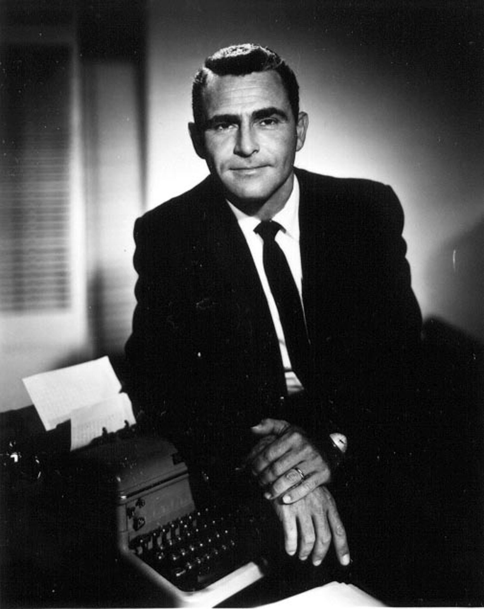 This undated photo provided by the Rod Serling Memorial Foundation shows Antioch College graduate “The Twilight Zone” creator Rod Serling. (AP Photo/Rod Serling Memorial Foundation)