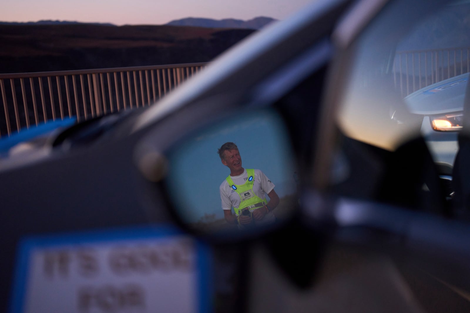 Danny Westergaard reacts while taking a break around the 24-hour mark during the Badwater 135 Ultramarathon, Tuesday, July 8, 2025, in Death Valley National Park, Calif. (AP Photo/John Locher)