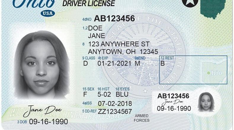 New design for Ohio driver’s licenses.