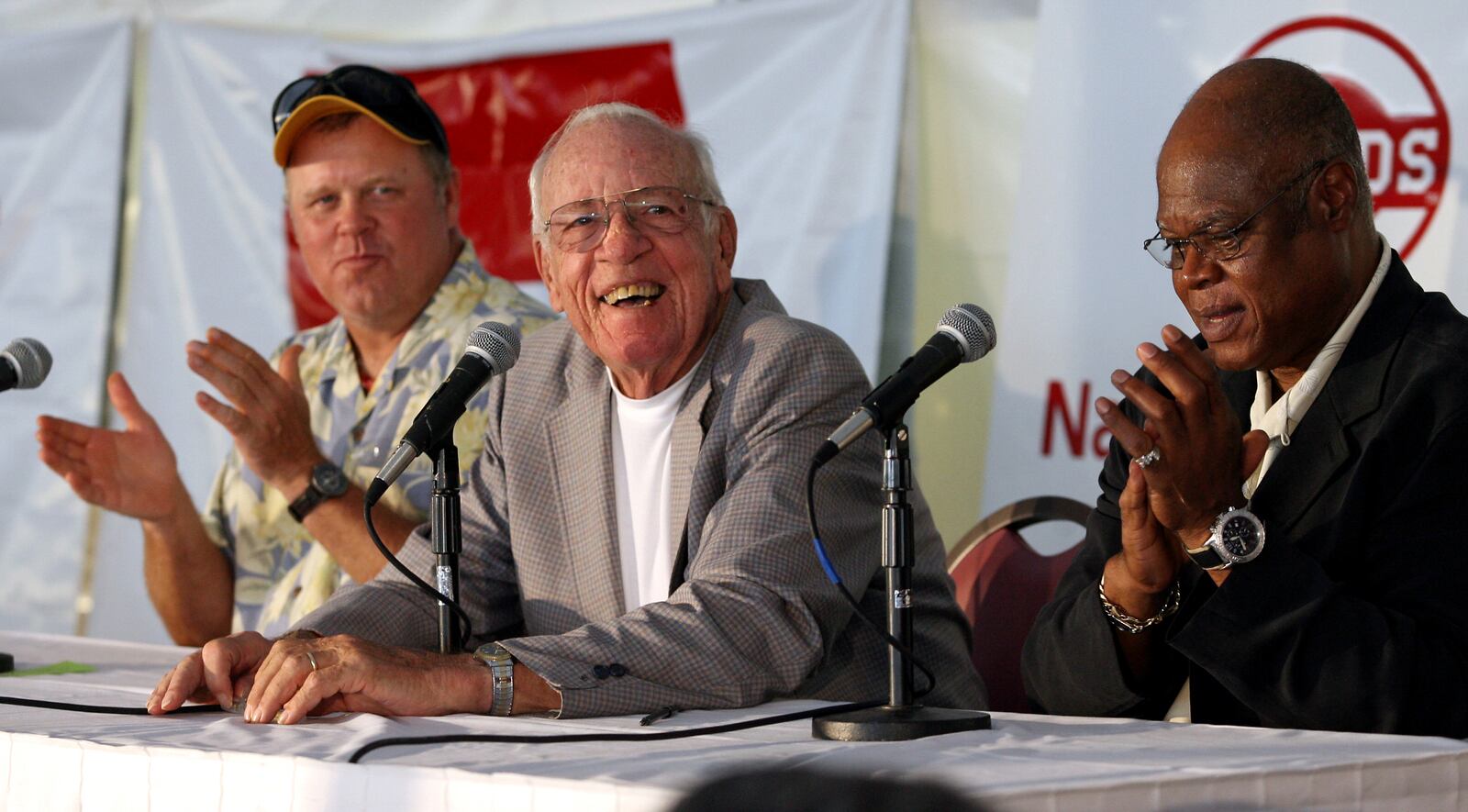 Cincinnati Reds Hall of Fame members Tom Browning, Joe Nuxhall and Lee May all spoke at the Fairfield Business Showcase Wednesday October 4, 2006 at Receptions Conference and Banquet Center in Fairfield. Staff photo by Nick Daggy