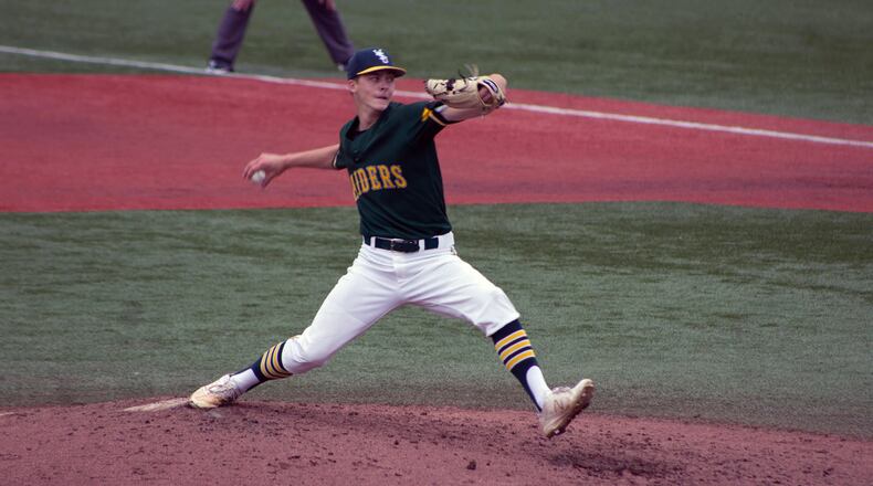 Wright State s Caleb Sampen took a no-hitter into the seventh inning Friday as the Raiders beat UIC 10-1 in the Horizon League tournament. ALLISON RODRIGUEZ/CONTIBUTED PHOTO