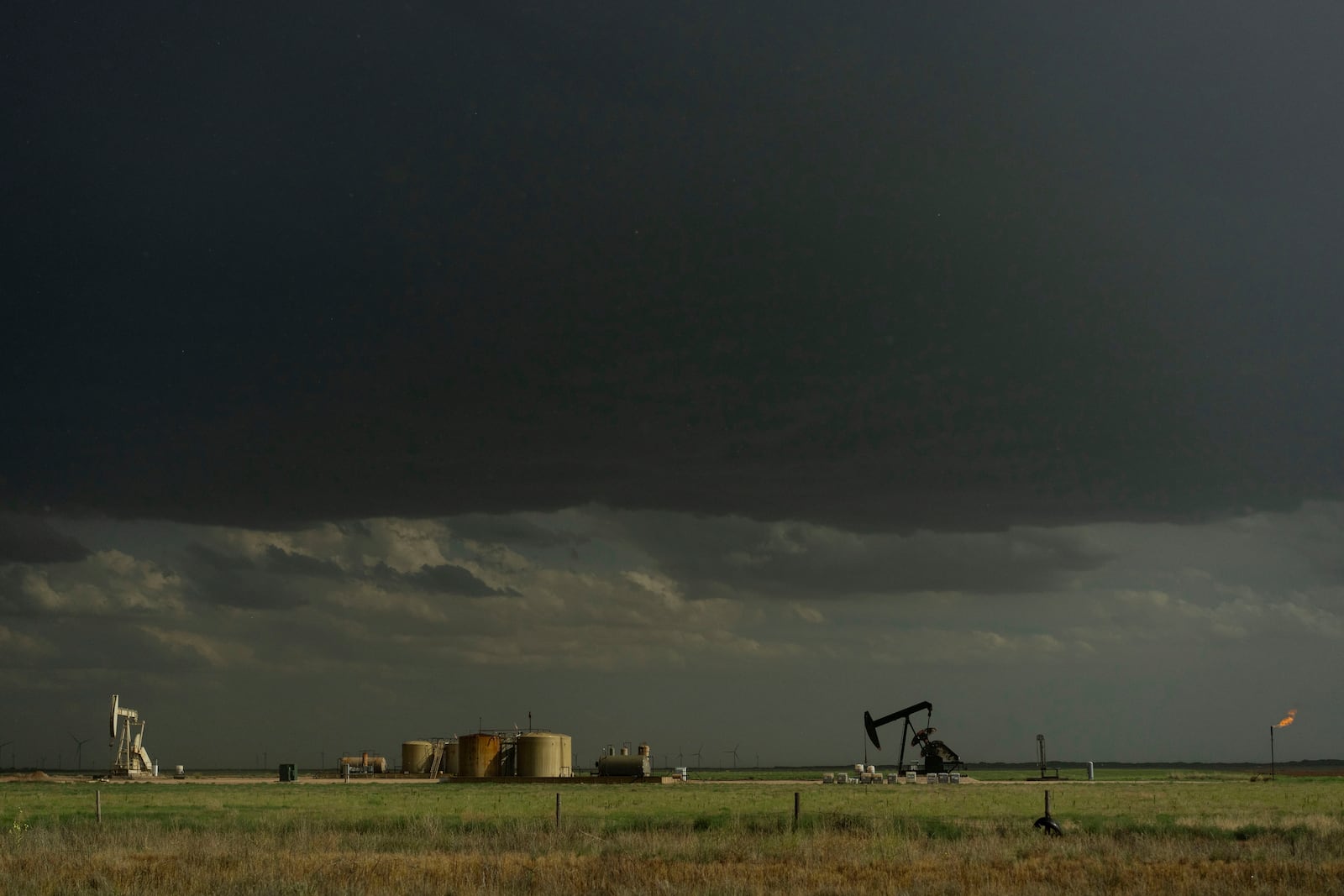 Pumpjacks operate during a Project ICECHIP operation Friday, June 6, 2025, near Levelland, Texas. (AP Photo/Carolyn Kaster)