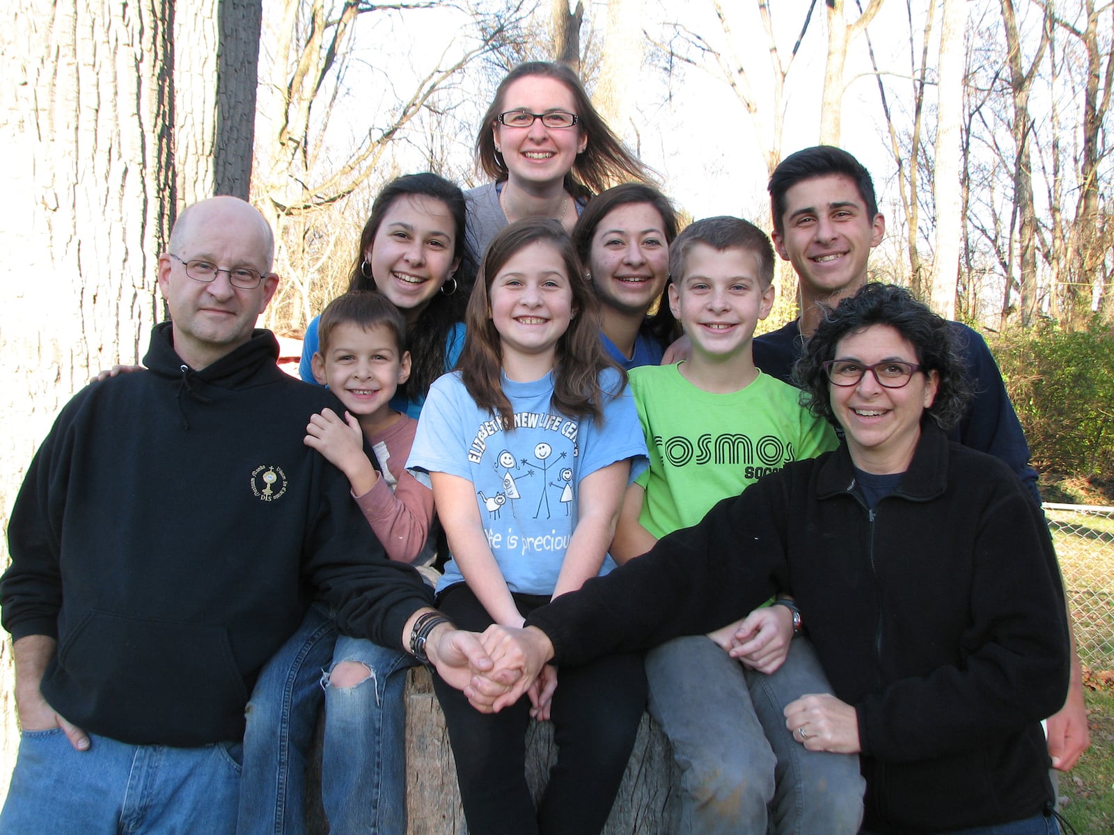The Schutte family at home in Beavercreek. Front: Greg Schutte (Dad), Isaac Schutte, Anna Schutte, Gabriel Schutte, Stephanie Schutte (Mom)
Middle: Emily Schutte, Molly (Schutte) Herman, Joshua Schutte, 
Back: Sarah Schutte