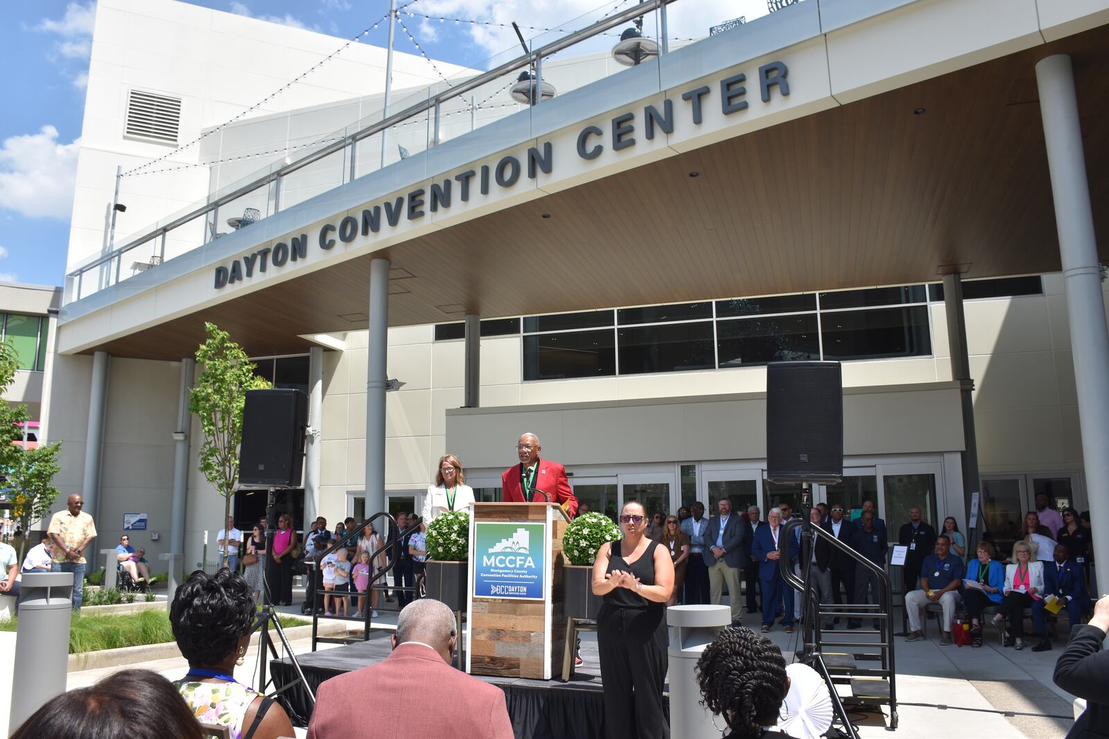 Dayton Mayor Jeffrey Mims Jr. speaks at the relaunch of the newly renovated Dayton Convention Center on Friday, June 27, 2025. CORNELIUS FROLIK / STAFF