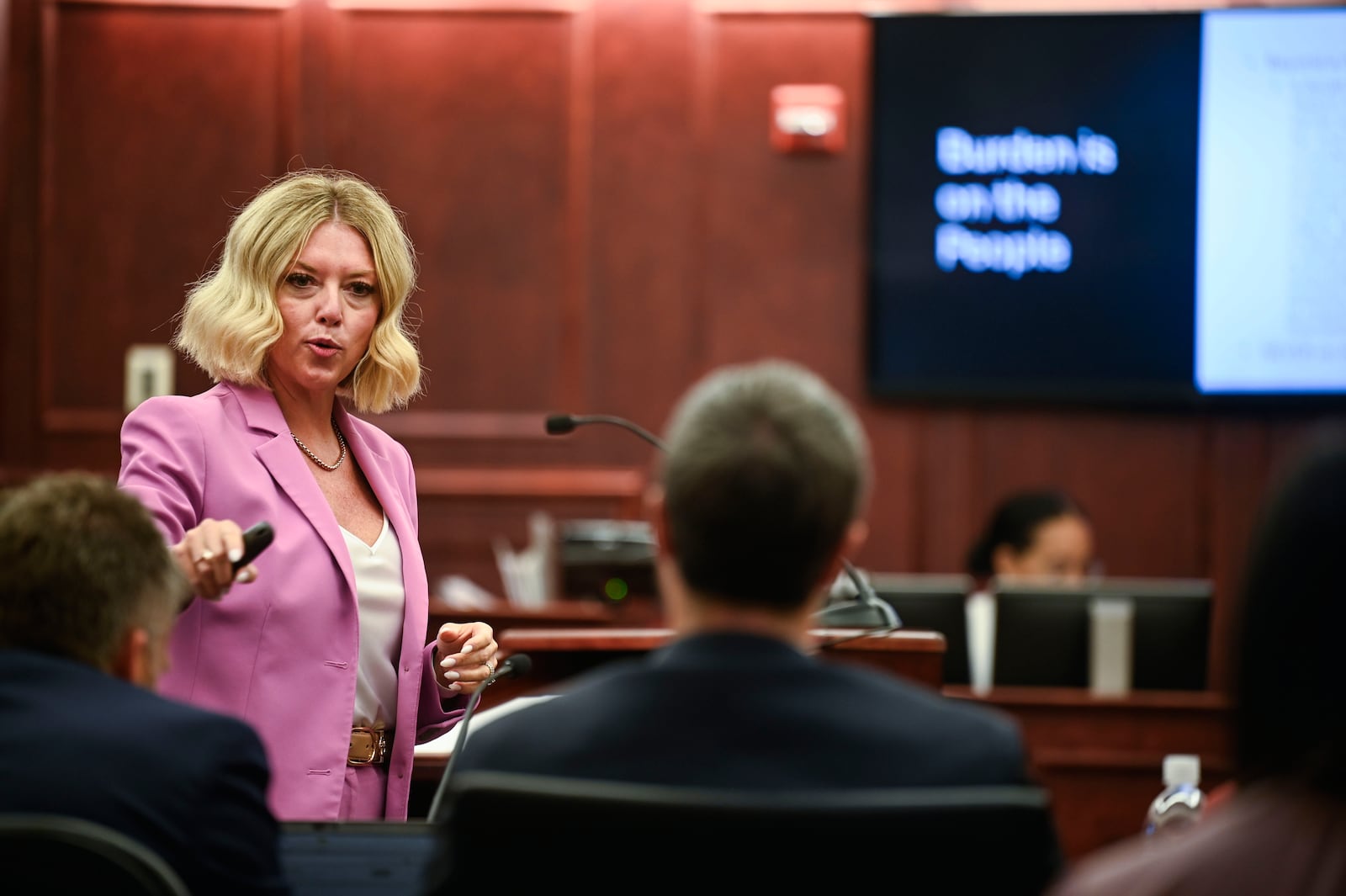 Ashley Whitham, a lawyer for the defense, delivers her opening arguments during the murder trial for James Craig, accused of killing his wife, at the Arapahoe District Court, Tuesday, July 15, 2025, in Centennial, Colo. (Stephen Swofford via Denver Gazette, Pool)