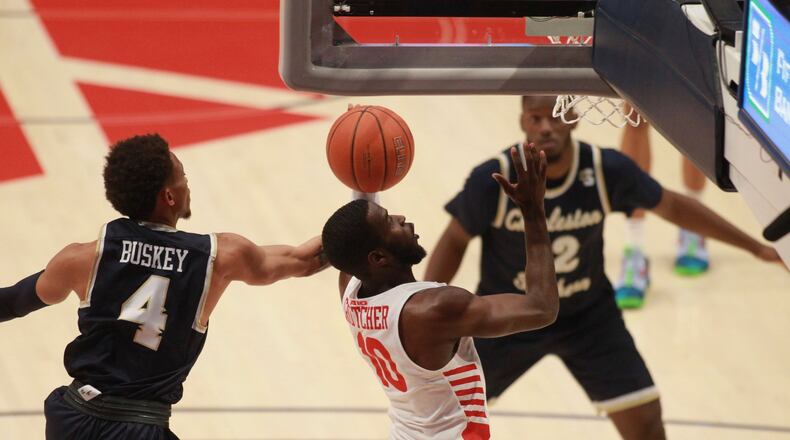Dayton’s Jalen Crutcher shoots against Charleston Southern on Saturday, Nov. 16, 2019, at UD Arena. David Jablonski/Staff
