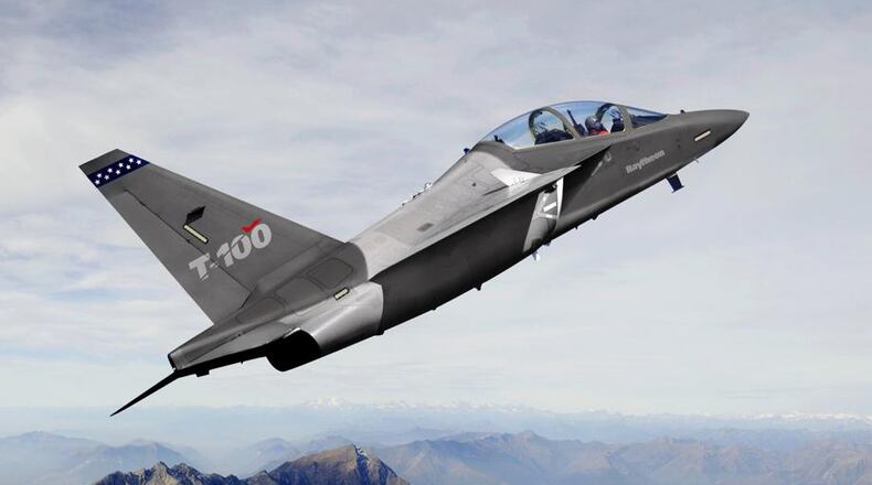 The Leonardo DRS T-100 trainer lost in the battle to build new Air Force training jets. Photo courtesy of Raytheon