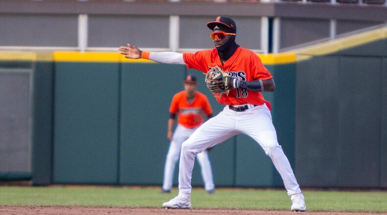 When the batter doesn't swing and Dragons shortstop Elly De La Cruz thinks the pitch is a strike, he always signals strike. Jeff Gilbert/CONTRIBUTED