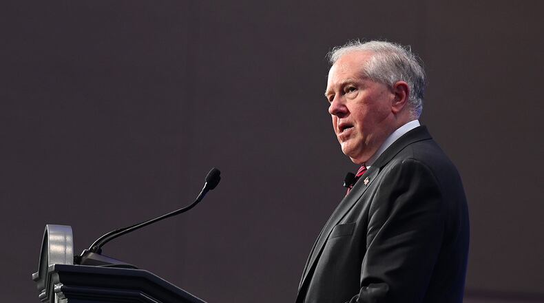 Secretary of the Air Force Frank Kendall addresses the audience at the National Defense Transportation Fall Meeting in the Gaylord Hotel, National Harbor, Maryland, Oct. 18. U.S. AIR FORCE PHOTO/ANDY MORATAYA