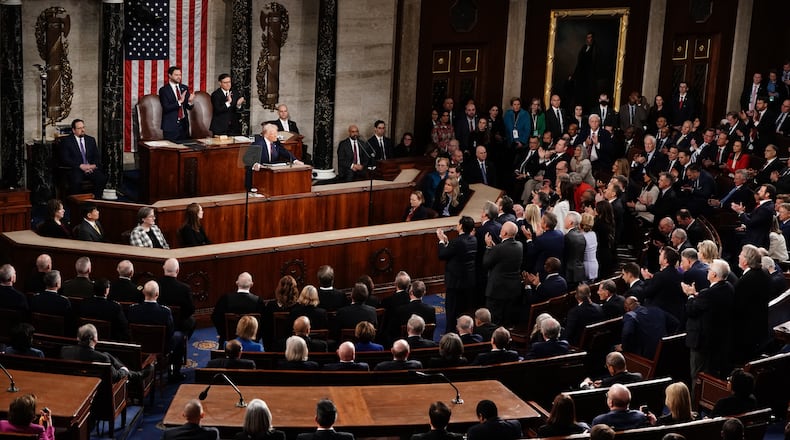 President Donald Trump delivers an address to a joint session of Congress at the Capitol in Washington, on Tuesday, March 4, 2025. In a speech to Congress in his first weeks in office, the president laid out his vision to remake U.S. policy on the military, trade, immigration and foreign aid. (Haiyun Jiang/The New York Times)