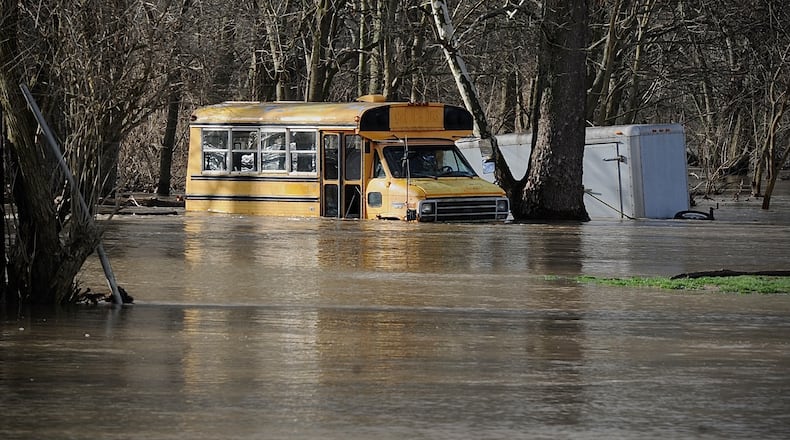 Lower Valley Pike still close due to high-water near old Mill Road early Saturday morning March 4, 2023. MARSHALL GORBY \STAFF