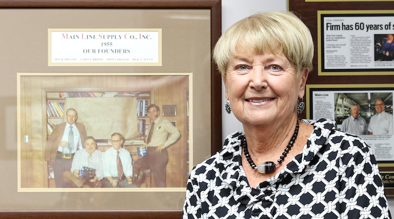 Linda Zierolf has been employed at Main Line Supply for 56 years. She is 80 years old and continues to work: "I'm still here because I really like the work and enjoy being busy." BRYANT BILLING / STAFF