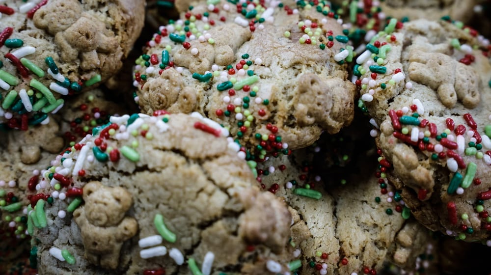 The Dayton Daily News has conducted a holiday cookie contest since 1990, and bakers from across the region have submitted thousands of recipes over those three decades. Pictured are Festive Stuffed Cookie Butter Cookies made from a recipe submitted by Dana Tatar of Oakwood. JIM NOELKER/STAFF