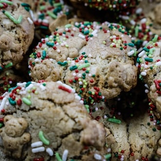 The Dayton Daily News has conducted a holiday cookie contest since 1990, and bakers from across the region have submitted thousands of recipes over those three decades. Pictured are Festive Stuffed Cookie Butter Cookies made from a recipe submitted by Dana Tatar of Oakwood. JIM NOELKER/STAFF