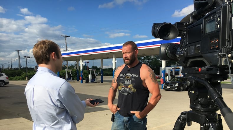Mark Higgins talks with News Center 7's Sean Cudahy about waiting hours for Huber Heights police to respond to his 911 calls. STAFF