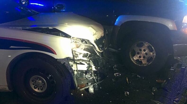 A driver who admitted to law enforcement he was impaired while driving struck a Middletown Division of Police cruiser Saturday morning, June 24, 2017, which forced the cruiser to strike a pickup truck in Middletown. FACEBOOK