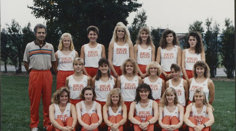 Coach Steve Price, far left, is pictured with the Bowling Green cross country team. Photo courtesy of Bowling Green State University