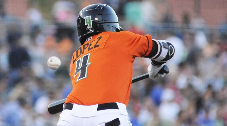 Dragons infielder Alejo Lopez. Dayton defeated Quad Cities 6-5 in 10 innings at Fifth Third Field on Friday, July 13, 2018. MARC PENDLETON / STAFF