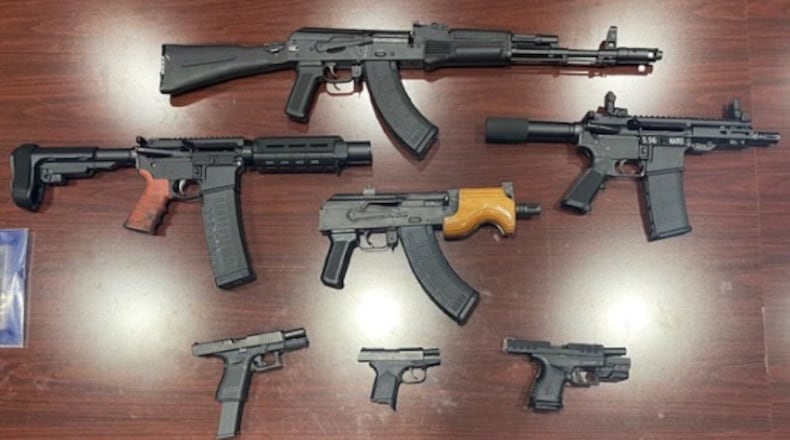 Task force detectives recovered a substantial amount of fentanyl, cocaine, crack cocaine, methamphetamine, cash and seven firearms from the two residences in Dayton. CONTRIBUTED