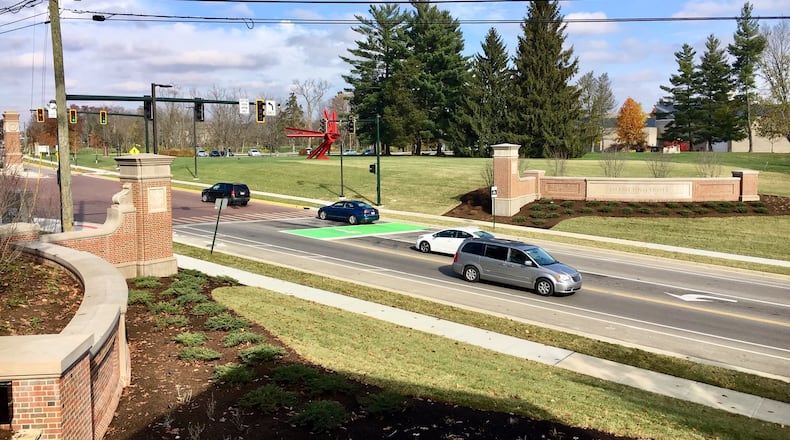 Miami University’s main Oxford campus now sports two new traffic and pedestrian gateways marking borders of its school grounds at the Butler County school.