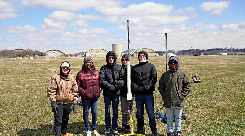 Team Prometheus, from left to right: Dani Price, MiKayla Aaron, Xander Cottle, Evan Wall, Adam Bellware and Eeshaan Pabbuleti | Photo courtesy of National Museum of the U.S. Air Force