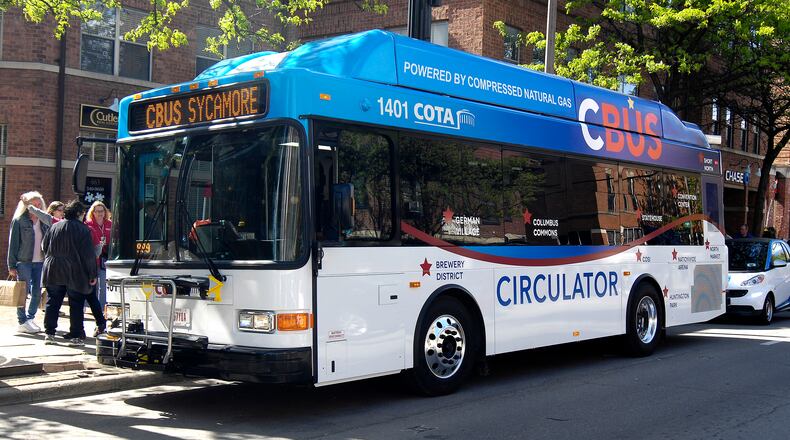 The city of Dayton is expected to get a free downtown shuttle — a circulator — that travels between popular employment and recreation centers. Columbus’s free downtown circulator, CBUS, transports workers, residents and tourists between hot spots including the Columbus Convention Center, the arena district, the brewery district and the Italian and Victorian villages. CONTRIBUTED