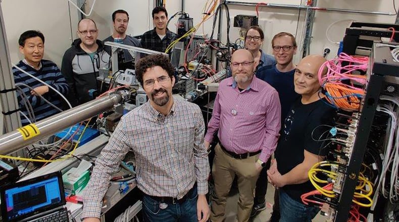 Air Force Research Laboratory and Cornell High Energy Synchrotron Source personnel collaborate at the Functional Materials Beamline of the Materials Solution Network section of CHESS. (Courtesy photo)
