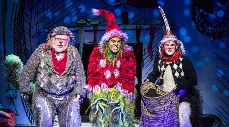 Bob Lauder, left, as Old Max, in "How the Grinch Stole Christmas! The Musical," which runs Nov. 14-19 at the Schuster. CONTRIBUTED