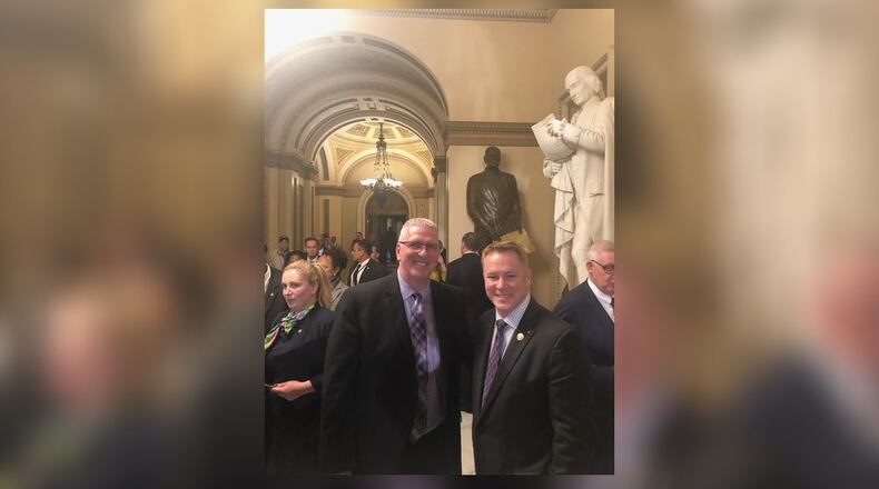 Middletown police Chief Rodney Muterspaw was the guest of Rep. Warren Davidson, R-Troy, for the State of the Union address by President Trump on Feb. 5, 2019. CONTRIBUTED/OFFICE OF REP. WARREN DAVIDSON