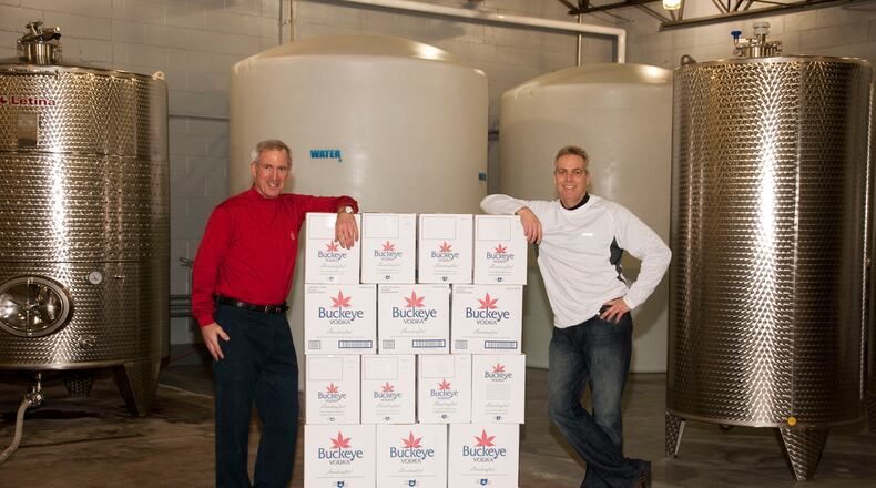 Jim Finke (R) along with his brother in law, Tom Rambasek (L) founded Crystal Spirits LLC in 2009. In partnership with Finke's brother Chris and friend Marty Clark, they developed another Dayton original, Buckeye Vodka, which is celebrating its tenth anniversary this year. CONTRIBUTED