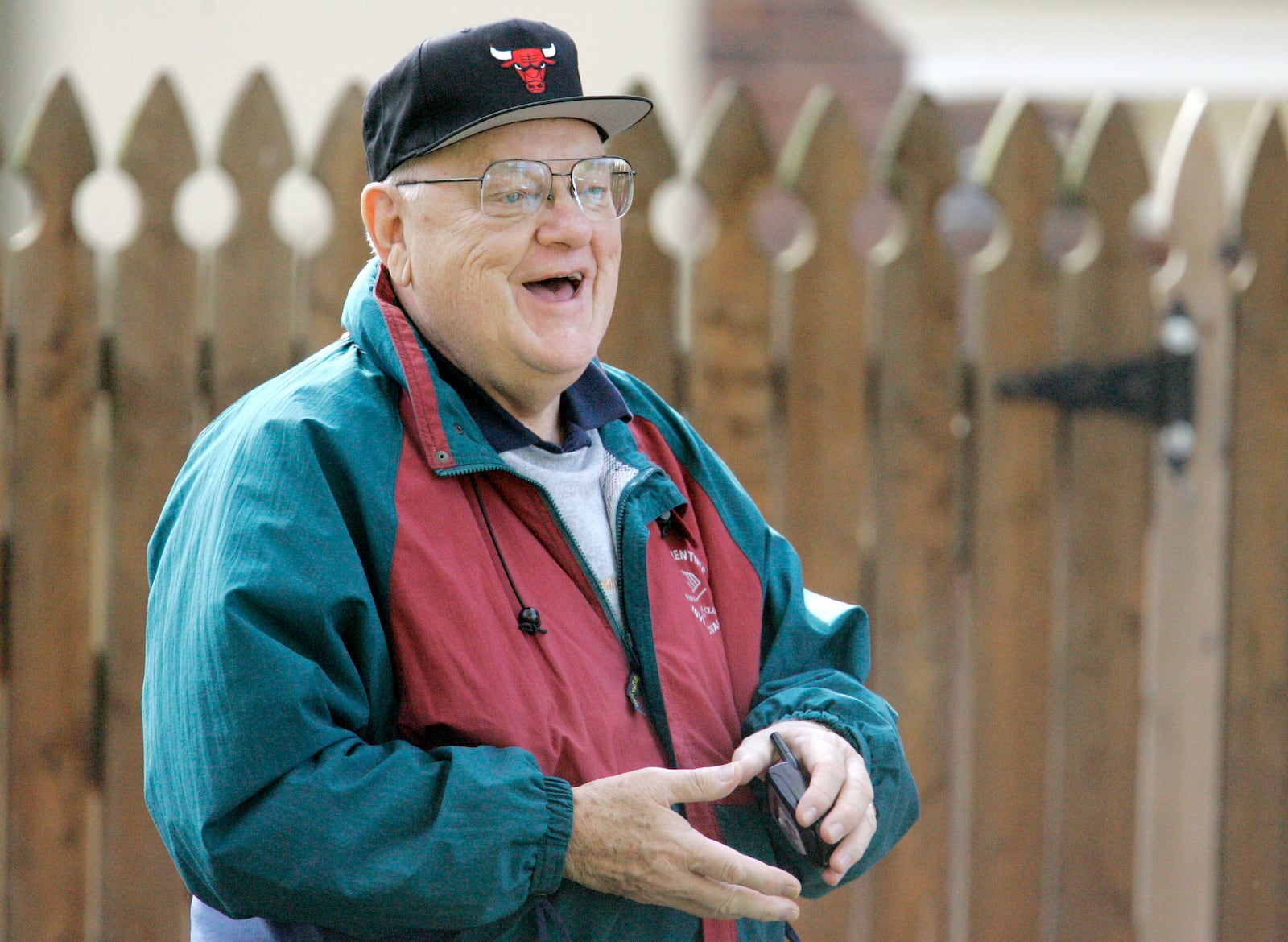 FILE - Former Illinois Gov. George Ryan talks with reporters outside his home in Kankakee, Ill. on Tuesday, Nov. 6, 2007. (AP Photo/M. Spencer Green, File)