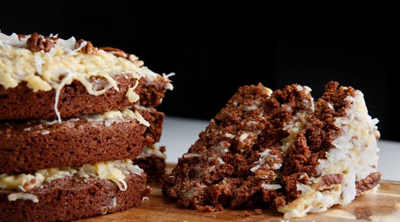 German chocolate cake photographed in The Dallas Morning News studio on Friday, April 6, 2018. (Rose Baca/Dallas Morning News/TNS)